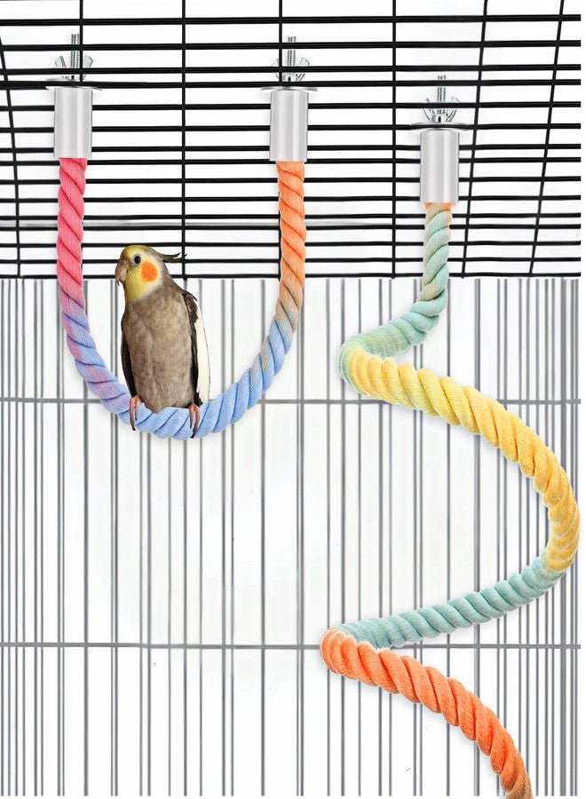 Zelphvt 4 Packs Gradient Bendable Bird Rope Perches, Parrot Bird Perch Rope Stand for Cage Climbing Rope Toys Cotton Swing Climbing Rope Standing Bungee Toy for Parakeet Lovebirds Cockatiels Budgies - Image 5